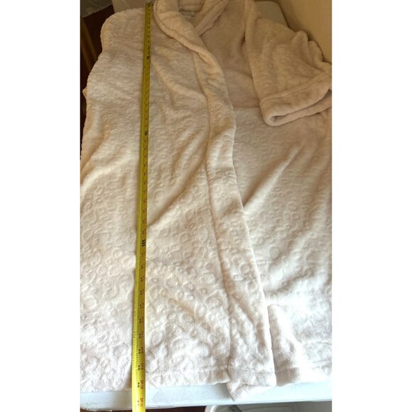 Oscar De La Renta Beige Plush Leopard Embossed Print Robe L/XL - Picture 8 of 8